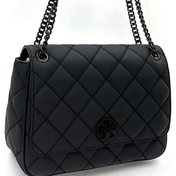 Tory Burch LARGE All Black Matte Quilted Willa Bag Large - Picture 2 of 6